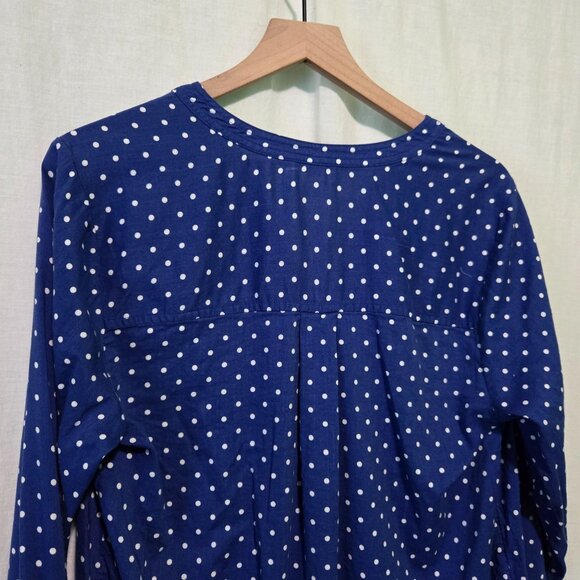 Old Navy blouse womens Large Blue polka-dot henley pullover lightweight - Picture 4 of 8